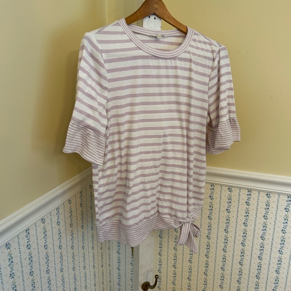 Charming Charlie Striped Ruffle Sleeve Top - Picture 3 of 7